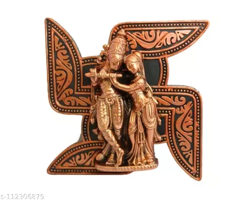 Wall Hanging Religious God Swastik Radha Krishna Idol Decorative Wall Frame Handicraft Statue Showpiece Gift Item