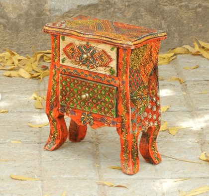 Wood To Cart® Wooden Small 2 Chest Of Drawer, Desk Organizer, Handmade Hand Painted, Ethnic Indian Style
