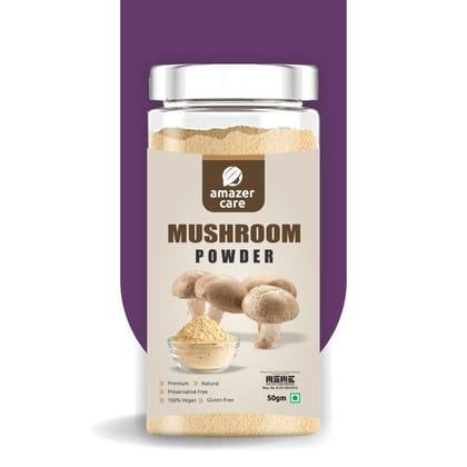 AmazerCare Mushroom Powder - Pure, Natural & Nourishing For Eating & Drink, Immunity Booster, Vegan Protein, Weight Management, Healthy Heart (50 gm, 1 Jar) AmazerCare Mushroom Powder - Pure, Natural & Nourishing For Eating & Drink, Immunity Booster, Vegan Protein, Weight Management, Healthy Heart (50 gm, 1 Jar)