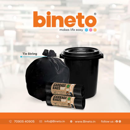 Bineto Brand , Oxo-Biodegradable Garbage Bags, Extra Large size - 76 CM X 91 CM(30 x 37 inches) - 15 bags/roll (Pack of 3, Black)