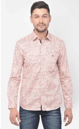 Pink Printed Spread Collar Shirt