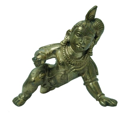 POOMPUHAR Handmade Bronze Baby Krishna (8 cm x 5 cm x 6.5 cm, Gold) POOMPUHAR Handmade Bronze Baby Krishna (8 cm x 5 cm x 6.5 cm, Gold)
