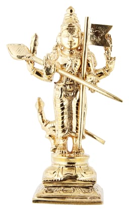 Poompuhar Bronze Murugar Idol, 6 cm x 6 cm x 15 cm, Yellow, 1 Piece Poompuhar Bronze Murugar Idol, 6 cm x 6 cm x 15 cm, Yellow, 1 Piece