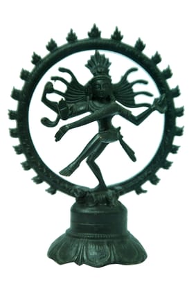 POOMPUHAR Handmade Brass Oxidised Natarajar (10 cm x 5 cm x 15 cm, Black)