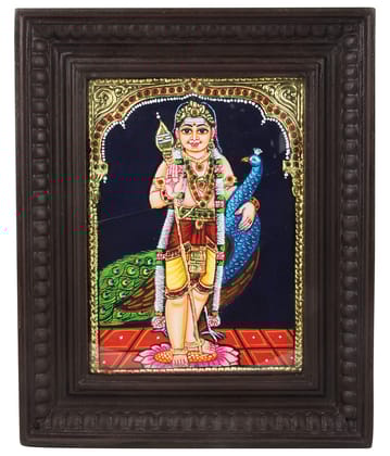 Poompuhar Murugar Tanjore Painting (Gold Foil Work, Multicolor,12x10 inch tanjore painting)