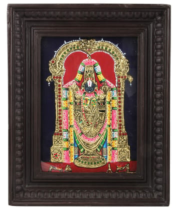 Poompuhar Metal Balaji Tanjore Painting (Multicolour, 12X10  inch without frame size)