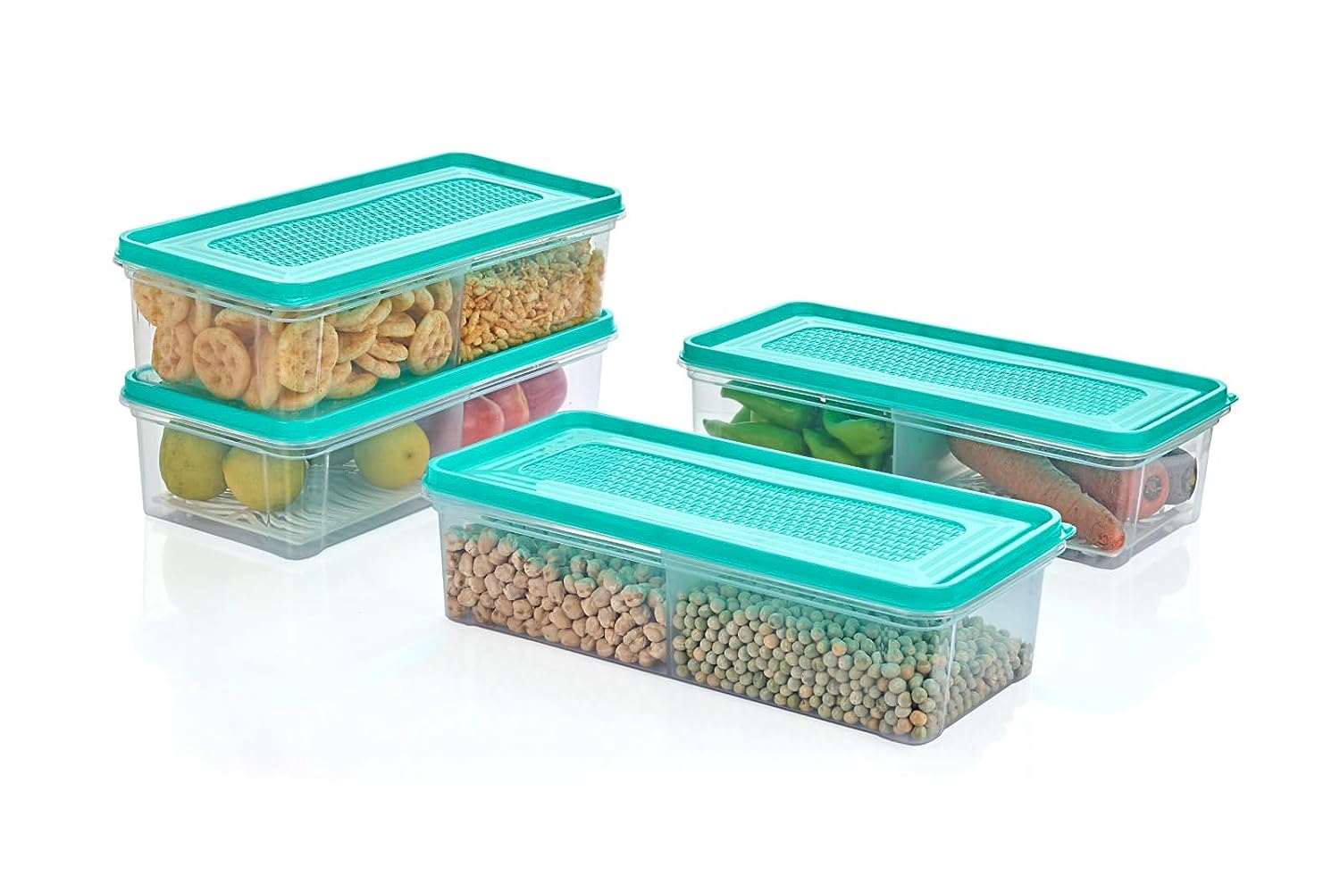 Storage Boxes 2 Partition Fridge Organizer with Removable