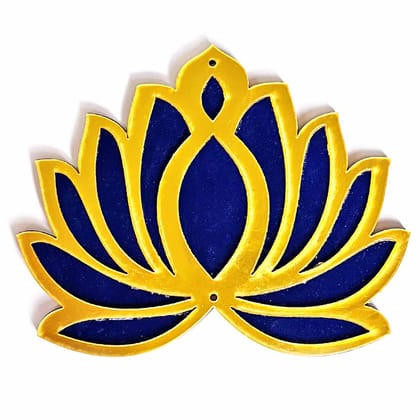 Blue Velvet & Golden Acrylic Lotus  | MDF Cutout Design for Diwali | Dussehra | Rangoli | Pooja | Festival Gift | Wedding Decorations- 5 Inches