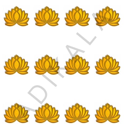 Yellow Velvet & Golden Acrylic Lotus  | MDF Cutout Design for Diwali | Dussehra | Rangoli | Pooja | Festival Gift | Wedding Decorations- 5 Inches