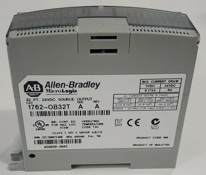 New Allen Bradley MicroLogix 1762-OB32T Solid State 24V DC Source Output Module unused with factory seal New Allen Bradley MicroLogix 1762-OB32T Solid State 24V DC Source Output Module unused with factory seal