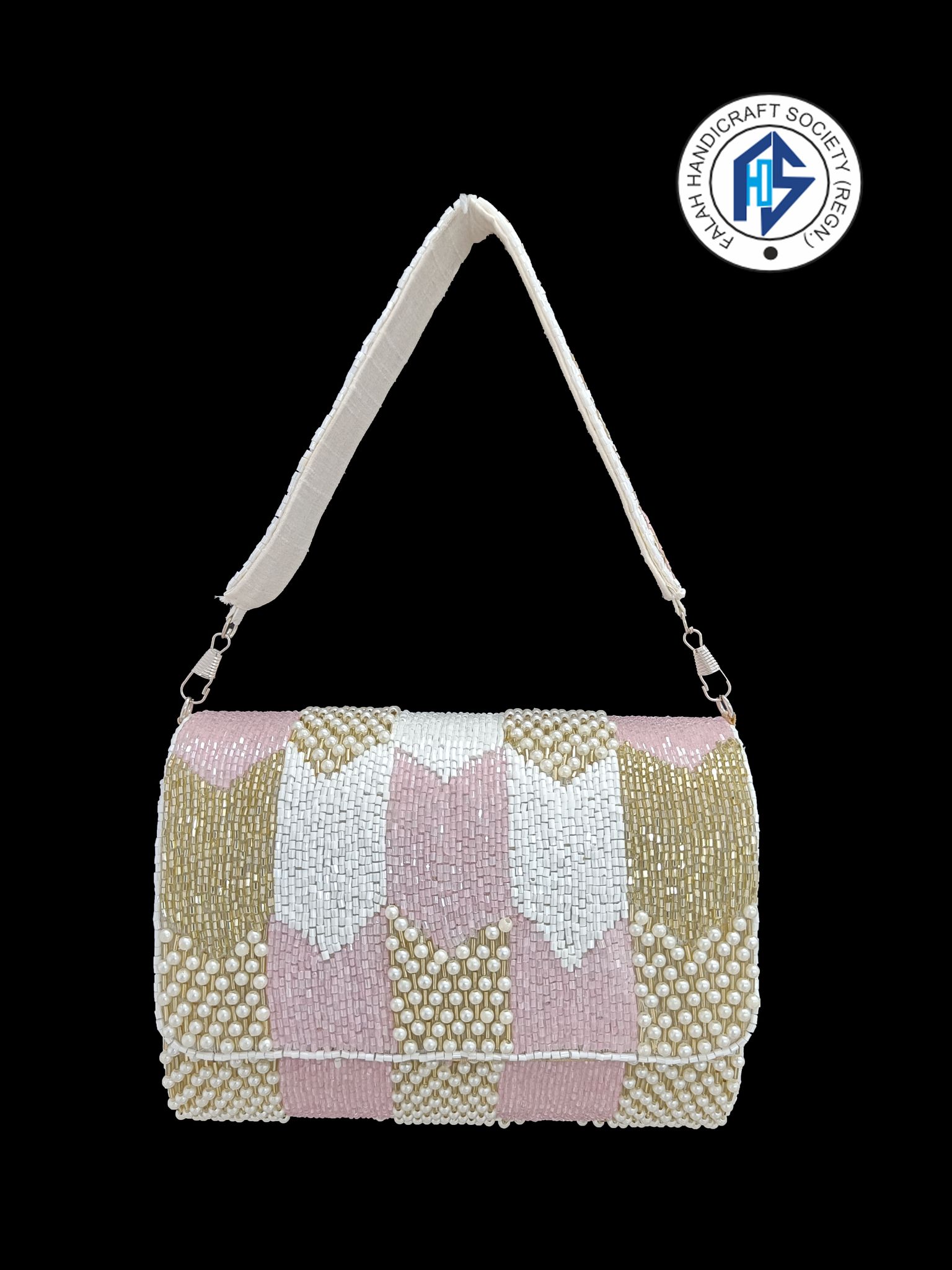 Heavy Sequins Embroidery Worked Clutch Bag- Multicolour Pink Colour FHS