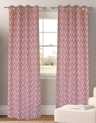 Dekor World Cotton Cotton Mauve Waggle Collection Eyelet Curtain Set (Pack of 2)-110x215cm (4x7Feet) Door Curtain - for Bedroom and Living Room, Medium