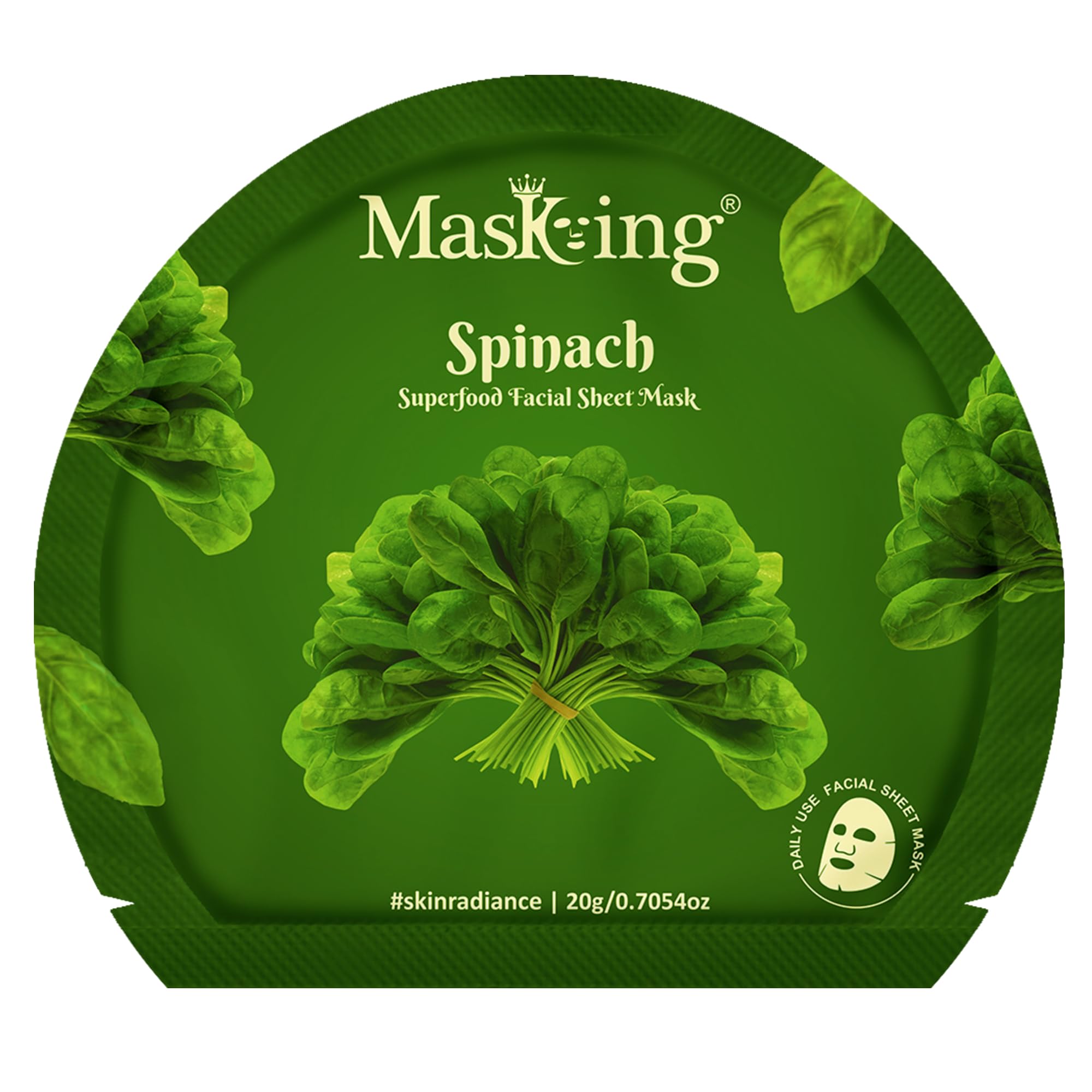 Superfood Spinach Face Sheet Mask Skin Brightening, Hydrating for Women, Pack of 1