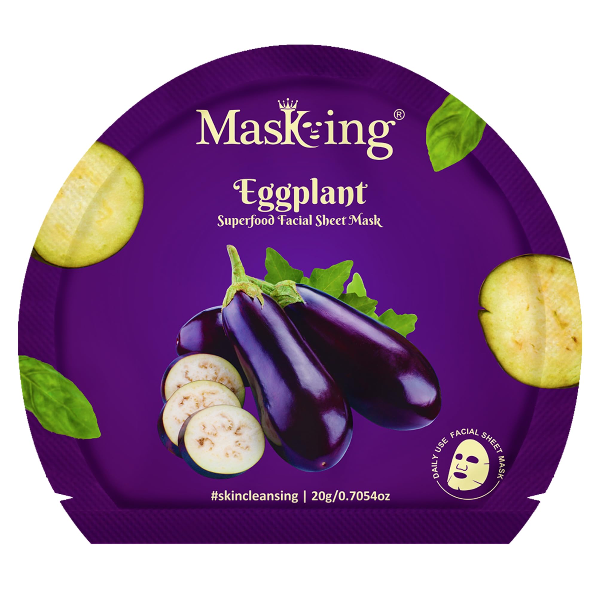Superfood Eggplant Sheet Mask for Skin glowing, hydrating for Women, Pack of 1