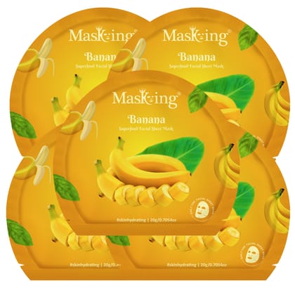 Superfood Banana facial sheet mask for glowing Skin and Hydrating, Pack of 5