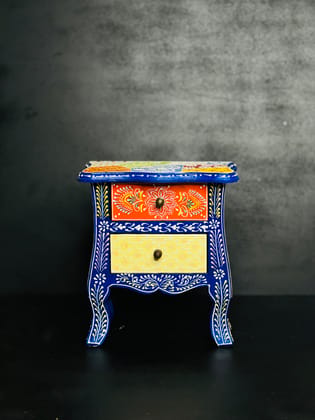SHAMBHU HANDICRAFTS SMALL 2 DRAWER BEDSIDE (FOR BARBIE DOLL AND LADDU GOPAL WEARS STORAGE / MULTIPURPOSE BEDSIDE ) | Chest of Drawer for Living Room | Traditional Side Table with Storage | Handpainted (Multicolor) SHAMBHU HANDICRAFTS SMALL 2 DRAWER BEDSIDE (FOR BARBIE DOLL AND LADDU GOPAL WEARS STORAGE / MULTIPURPOSE BEDSIDE ) | Chest of Drawer for Living Room | Traditional Side Table with Storage | Handpainted (Multicolor)