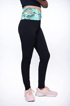 mYURA Printed Black Track Pants for Women | Women's Gym Wear Tights | Ideal for Yoga, Workout & Gym Pants for Women | Cotton Blend (Black)