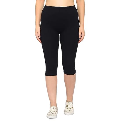 MYURA Women's Regular Fit Plain 3/4th Capri Pants | Women's Casual Relaxed Fit Cotton Capri Pants | Summer Capri Pants | Pack of 2