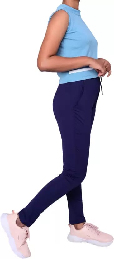 Women Printed Dark Blue Track Pants