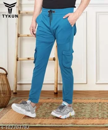 MEN'S LYCRA STRETCHABLE REGULAR FIT STYLISH CARGO STYLE JOGGER AIRFORCE BLUE TRACK PANT