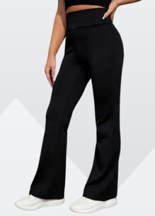 Pants High Waisted Crossover Flared Workout Cute Flair Leggings