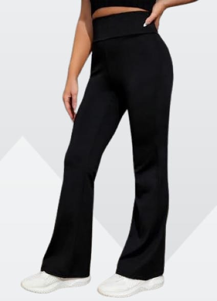 Pants High Waisted Crossover Flared Workout Cute Flair Leggings