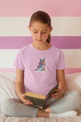 Round Neck T-Shirt (Kids) - Russian Blue Sparkle Cat (17 Colours)