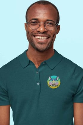 Polo Neck T-Shirt (Men) - Cat With Glasses (10 Colours)