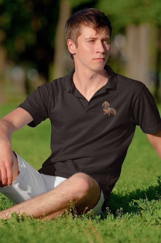 Polo Neck T-Shirt (Men) - Dash Dash Dachshund (11 Colours)