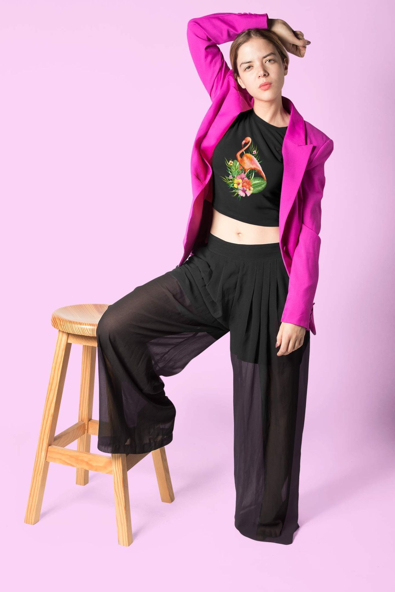 Crop Top (Women) - Fashionable Flamingo (12 Colours)