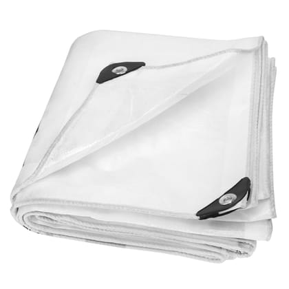 Toughstacks 150 GSM Transparent Tarpaulin Tirpal Tadpatri Tharpai Thadika Tarp | Waterproof, UV Resistant, Rot/Rip/Tear Proof, Reinforced Eyelets Strong Tarpaulin for Multi-Purpose