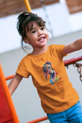Round Neck T-Shirt (Toddlers) - Tilted Head Rainbow Dog (17 Colours)