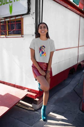 Crop Top (Women) - Tilted Head Rainbow Dog (12 Colours)