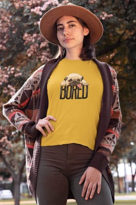 Round Neck T-Shirt (Women) - Bored Pug Baby (15 Colours)
