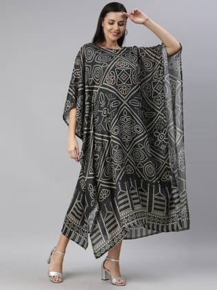 Women Embellished Viscose Rayon A-line Kurta  (Black)