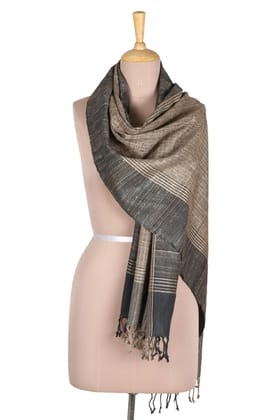 Patterned Grey Shawl Hand-woven from silk Patterned Grey Shawl Hand-woven from silk