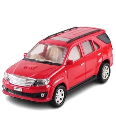 Pull Back Plastic Fortuner Car Toys|Wonderfull Design & Bold Look|Excellent Body|Perfect for Kids Fun (Pack of 1, Red)