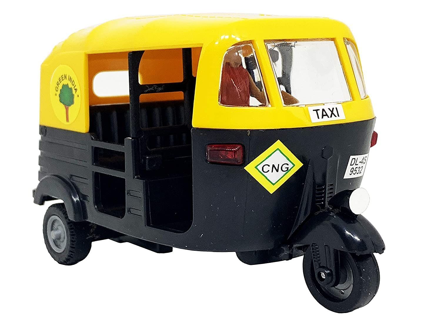 Mehtab Pull Back Plastic Mini Auto Rickshaw CNG Toy Perfect for Kids Fun (Pack of 1, Multicolor)