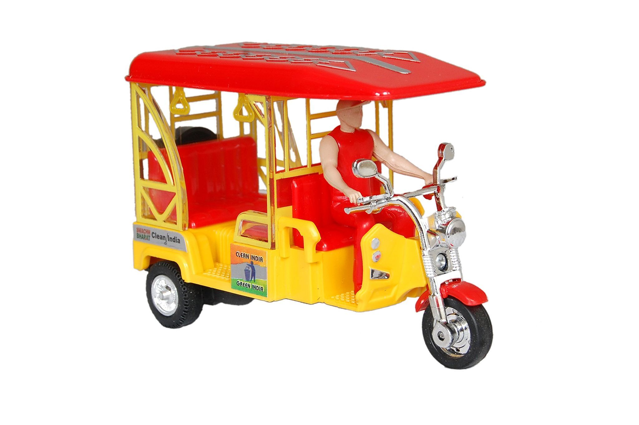 Toyz Zone Plastic Pull Back Action E-Rickshaw with 1 Small Car Free(Multicolour)