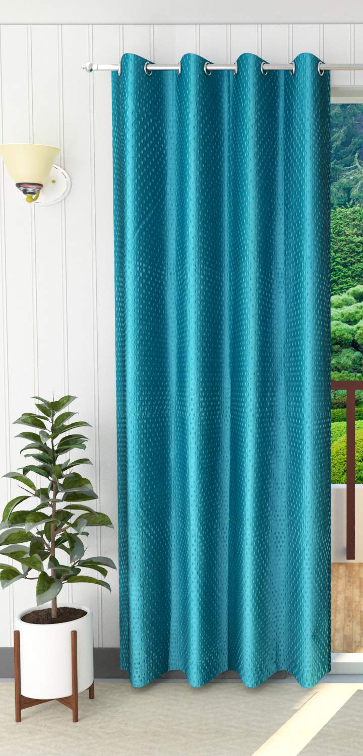 K 2 6 Creations - 1 Piece Polyester Fancy DOTT Punch Curtain for Window (4 x 5 Feet Aqua Blue)