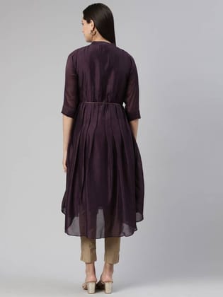 Women Solid Viscose Rayon A-line Kurta  (Purple)
