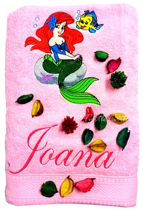TurtleLittle, Cotton, Mermaid Princess Ariel Personalised Kids Bath Towel, 500 GSM(Set of 1, Pink) TurtleLittle, Cotton, Mermaid Princess Ariel Personalised Kids Bath Towel, 500 GSM(Set of 1, Pink)