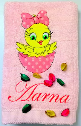 TurtleLittle, Cotton, New Born Baby Girl Chick Personalised Kids Bath Towel, 500 GSM, (Set of 1, Pink) TurtleLittle, Cotton, New Born Baby Girl Chick Personalised Kids Bath Towel, 500 GSM, (Set of 1, Pink)