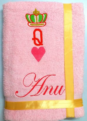 TurtleLittle, Cotton, Queen of Hearts on Pink Personalised Kids Bath Towel, 500 GSM (Set of 1, Pink) TurtleLittle, Cotton, Queen of Hearts on Pink Personalised Kids Bath Towel, 500 GSM (Set of 1, Pink)