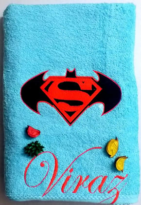 TurtleLittle, 100% Cotton, Super-Batman Logo Personalised Adult Bath Towel, 600 GSM (Set of 1, Blue) TurtleLittle, 100% Cotton, Super-Batman Logo Personalised Adult Bath Towel, 600 GSM (Set of 1, Blue)