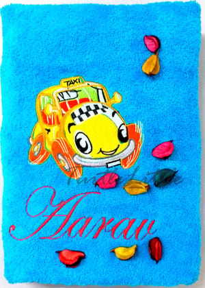 TurtleLittle, Cotton, Baby Car Personalised Kids Bath Towel, 500 GSM (Set of 1, Blue) TurtleLittle, Cotton, Baby Car Personalised Kids Bath Towel, 500 GSM (Set of 1, Blue)