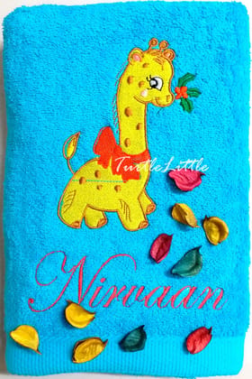 TurtleLittle, Cotton, Giraffe Personalised Kids Bath Towel, 500 GSM (Set of 1, Blue) TurtleLittle, Cotton, Giraffe Personalised Kids Bath Towel, 500 GSM (Set of 1, Blue)
