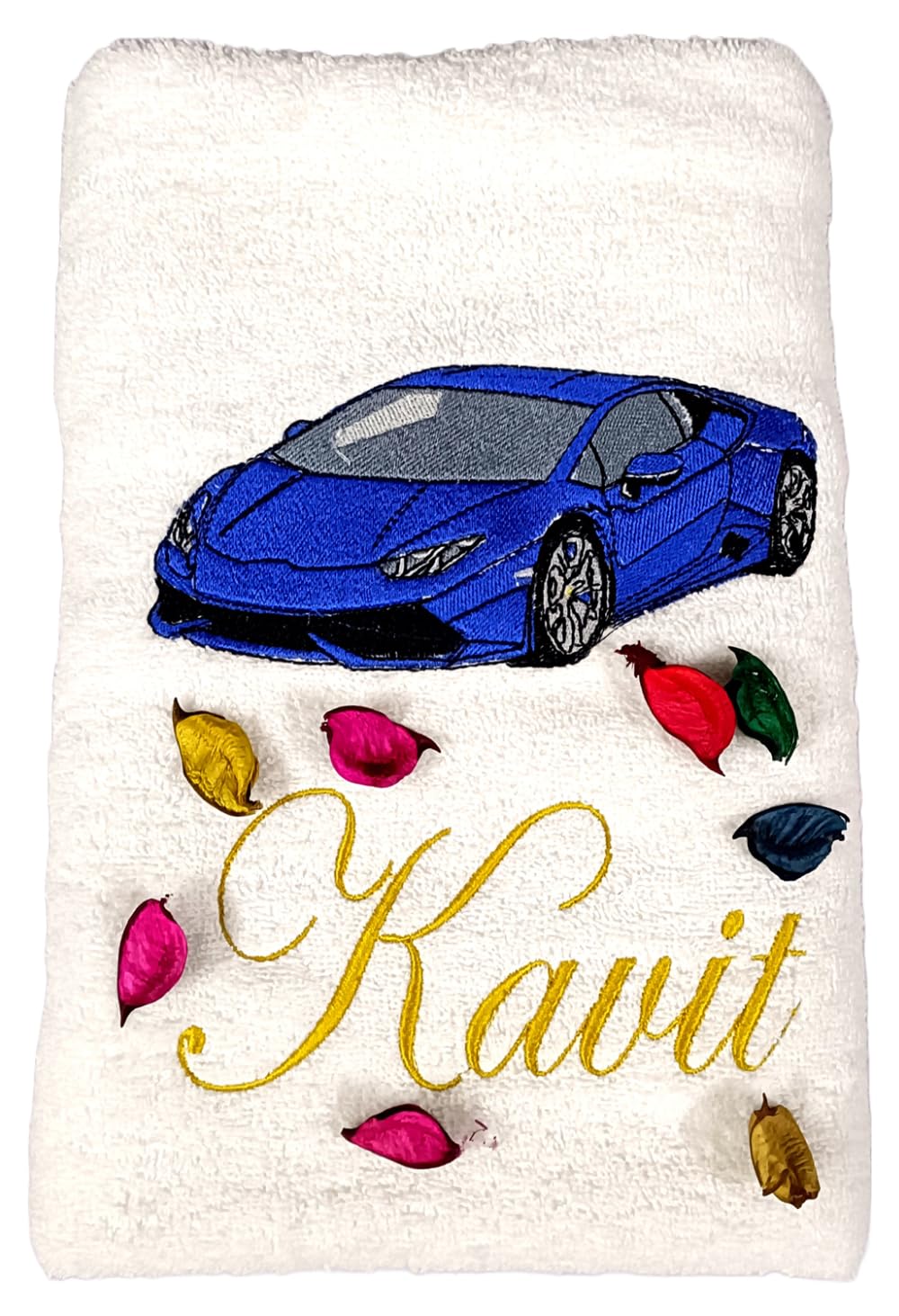 TurtleLittle, Cotton, Sports Racing Car Personalised Kids Bath Towel, 500 GSM (Set of 1, White)