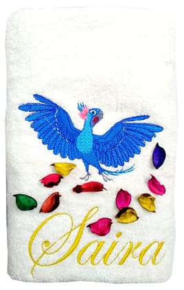 TurtleLittle, Cotton, Jewel of Rio Bird Personalised Kids Bath Towel, 500 GSM (Set of 1, White) TurtleLittle, Cotton, Jewel of Rio Bird Personalised Kids Bath Towel, 500 GSM (Set of 1, White)