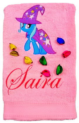 TurtleLittle, Cotton, Trixie Unicorn Pony Personalised Kids Bath Towel, 500 GSM (Set of 1, Pink) TurtleLittle, Cotton, Trixie Unicorn Pony Personalised Kids Bath Towel, 500 GSM (Set of 1, Pink)